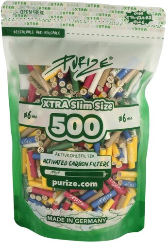 Purize Aktivkohlefilter 6mm Xtra Slim Size 500 Stk. Bunt