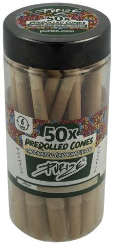 Purize Prerolled Cones Xtra Slim mit Aktivkohlefilter 6mm 50 Stück Purize Prerolled Cones Xtra Slim mit Aktivkohlefilter 6mm 50 Stück