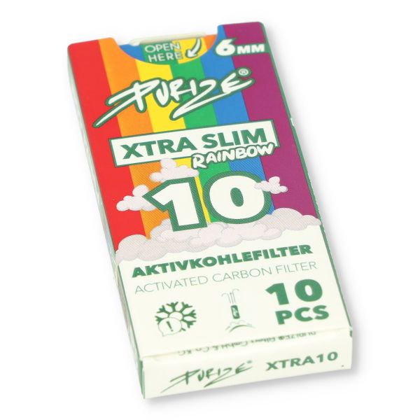 Purize Xtra Slim  Rainbow Aktivkohlefilter 10 Stk.