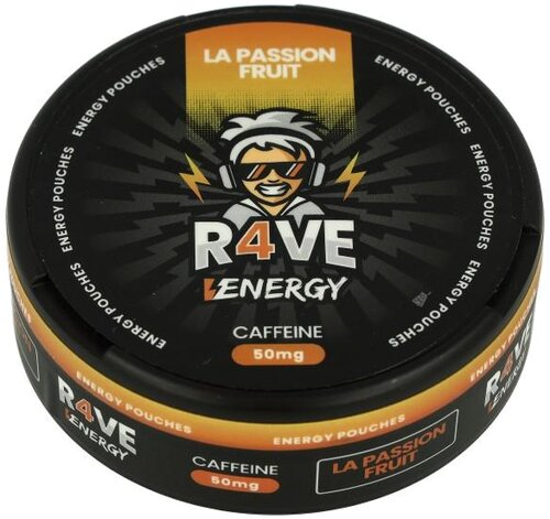 R4VE Energy Pouches La Passion Fruit 50mg Coffein 20 Stk. R4VE Energy Pouches La Passion Fruit 50mg Coffein 20 Stk.