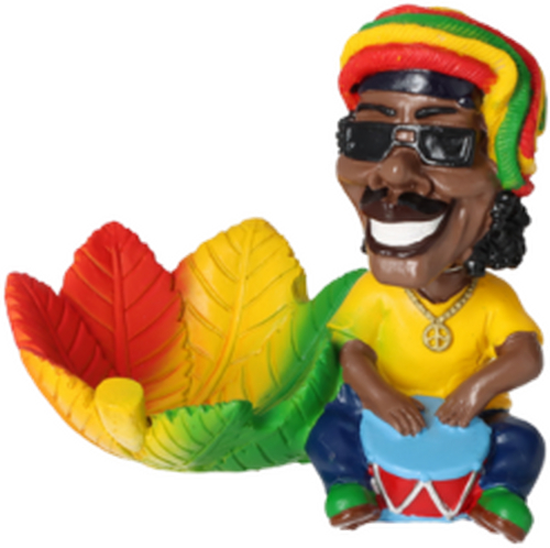 Rasta Wackelkopf Aschenbecher Polyresin 9x14cm, H.11cm