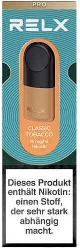 RELX Pod Pro Classic Tobacco 18mg 2Stk. RELX Pod Pro Classic Tobacco 18mg 2Stk.