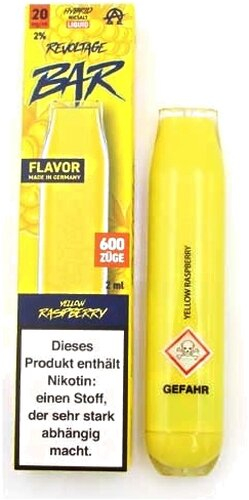 Revoltage Bar 600 Einweg E-Zigarette Yellow Rasperry 20mg Revoltage Bar 600 Einweg E-Zigarette Yellow Rasperry 20mg