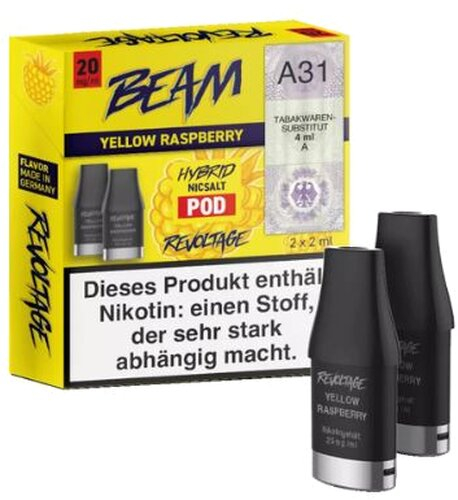 Revoltage Beam Pod Yellow Raspberry 20mg Revoltage Beam Pod Yellow Raspberry 20mg