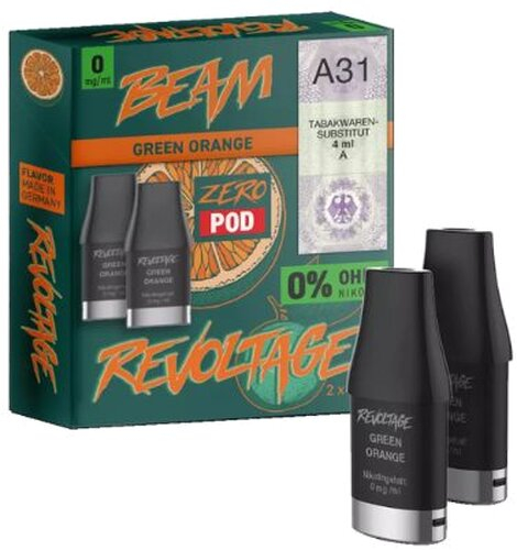 Revoltage Beam Zero Pod  Green Orange 0mg