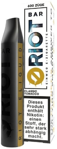 Riot Bar Vape Classic Tobacco Einweg E-Zigarette 20mg