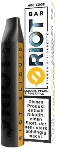 Riot Bar Vape Mango, Peach & Pineapple Einweg E-Zigarette 20mg Riot Bar Vape Mango, Peach & Pineapple Einweg E-Zigarette 20mg