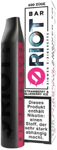 Riot Bar Vape Strawberry & Blueberry Ice Einweg E-Shisha 20mg