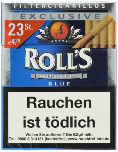 Rolls Filter Zigarillos Blue Big Pack mit Naturdeckblatt 23er Rolls Filter Zigarillos Blue Big Pack mit Naturdeckblatt 23er