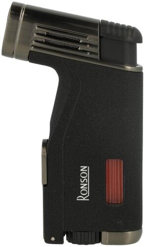 Ronson Breeze Crackle Black Zigarrenfeuerzeug 2er Jetflame mit Zigarrenbohrer