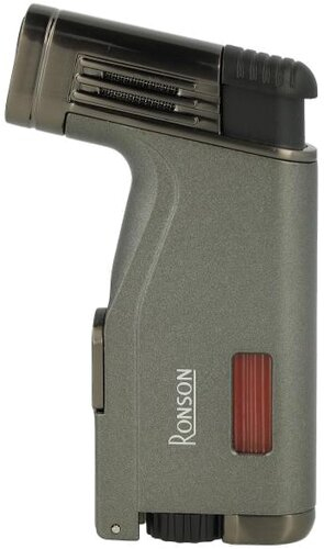 Ronson Breeze Grey Zigarrenfeuerzeug 2er Jetflame mit Zigarrenbohrer