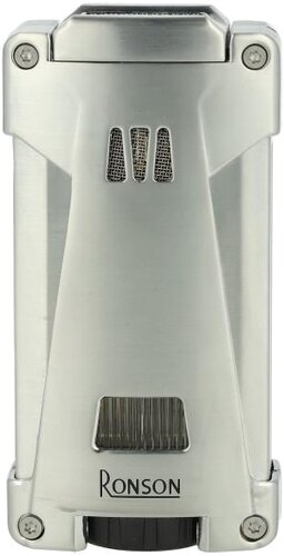 Ronson Hurricane Chrom Satin Zigarrenfeuerzeug 3er Jetflame mit zwei Zigarrenbohrer