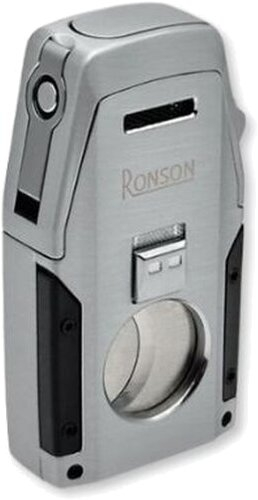 Ronson Mirage Zigarrenfeuerzeug Chrom Satin 2er Jetflame mit Zigarrenzubehör