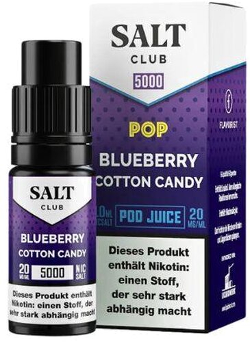 Salt Club 5000 Nikotinsalz Liquid Pop Blueberry Cotton Candy 20mg