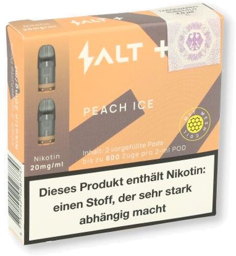 Salt Plus Peach Ice Prefilled Pods 2x2ml 20mg