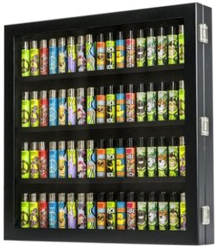 Sammlervitrine Holz schwarz  für 72 Clipper-Feuerzeuge (ohne Inhalt)