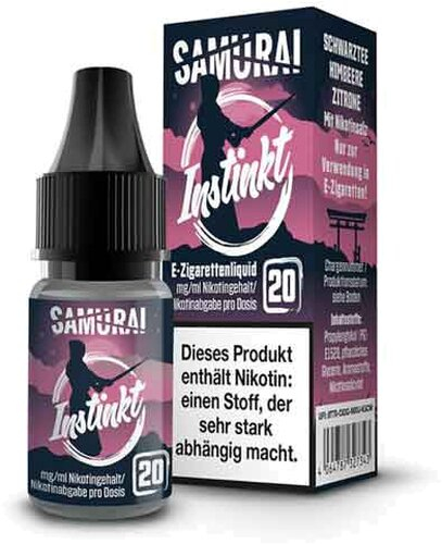 Samurai Instinkt Schwarztee Himbeere Zitrone Nikotinsalz Liquid 10ml 20mg