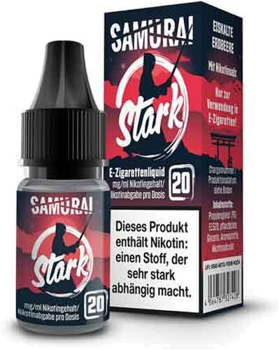 Samurai Stark Erdbeere Crushed Ice Nikotinsalz Liquid 10ml 20mg