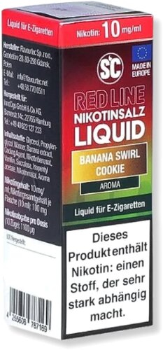 SC Red Line Nikotinsalz Liquid Banana Swirl Cookie 10mg SC Red Line Nikotinsalz Liquid Banana Swirl Cookie 10mg