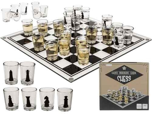 Schach Glas-Trinkspiel mit 32 Gläsern
