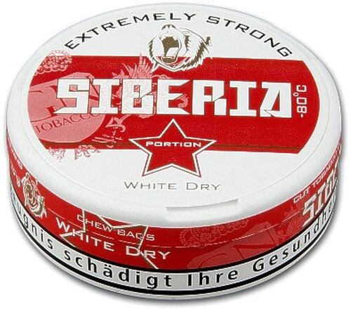 Siberia 80 Slim Extremly Strong White Dry Kautabak in Portionsbeutel