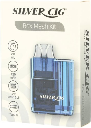 Silver Cig Box Mesh Kit Blue 420 mAh Silver Cig Box Mesh Kit Blue 420 mAh