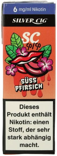 Silver Cig Liquid SC 50/50 Süss Pfirsich 6mg Silver Cig Liquid SC 50/50 Süss Pfirsich 6mg