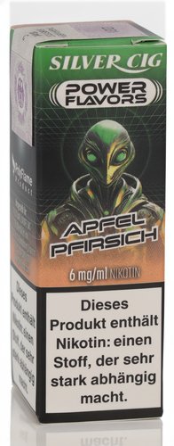 Silver Cig Power Flavors Apfel Pirsich Liquid 6mg
