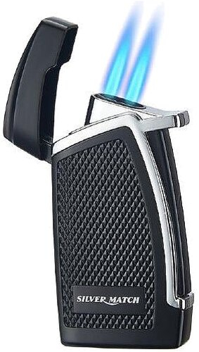 Silver Match Double Jetflame Schwarz