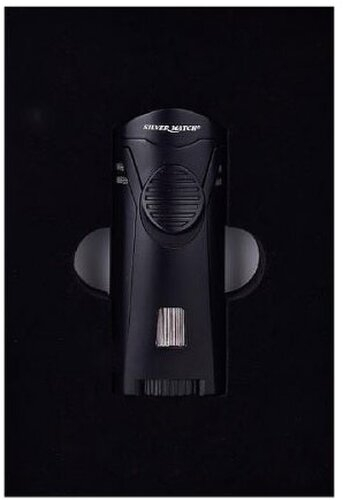 Silver Match Single Torch Zigarren Feuerzeug mit Halter