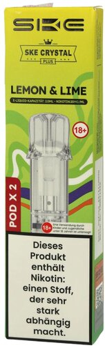 SKE Crystal Plus Prefilled Pod Lemon & Lime 2x2ml 20mg SKE Crystal Plus Prefilled Pod Lemon & Lime 2x2ml 20mg