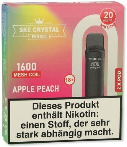 SKE Crystal Pro 800 Pods Apple Peach 2x2ml 20mg