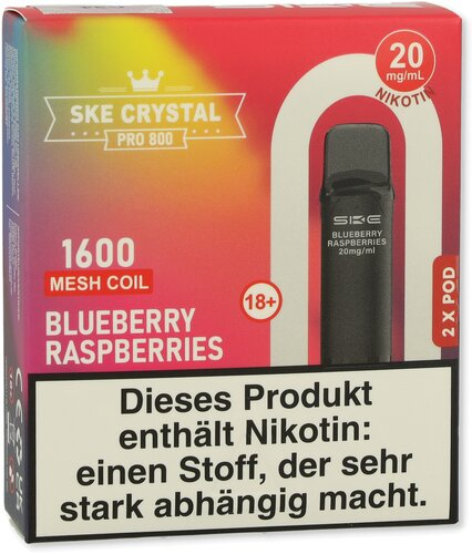 SKE Crystal Pro 800 Pods Blueberry Raspberries 2x2ml 20mg