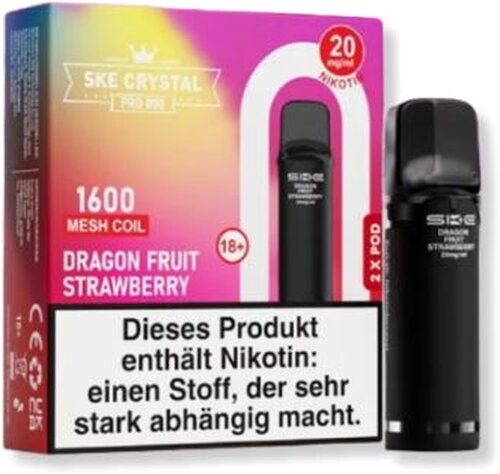 SKE Crystal Pro 800 Pods Dragon Fruit Strawberry 2x2ml 20mg