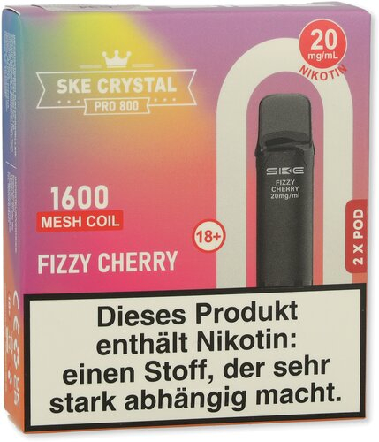 SKE Crystal Pro 800 Pods Fizzy Cherry 2x2ml 20mg