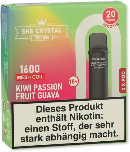 SKE Crystal Pro 800 Pods Kiwi Passion Fruit Guava 2x2ml 20mg