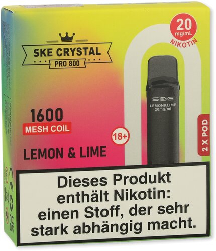 SKE Crystal Pro 800 Pods Lemon & Lime 2x2ml 20mg