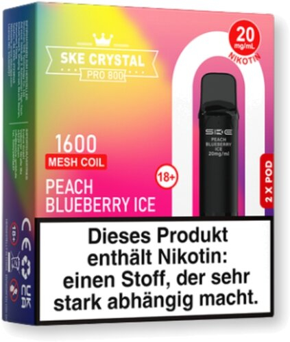 SKE Crystal Pro 800 Pods Peach Blueberry Ice 2x2ml 20mg