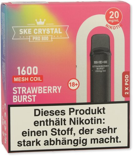 SKE Crystal Pro 800 Pods Strawberry Burst 2x2ml 20mg