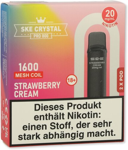 SKE Crystal Pro 800 Pods Strawberry Cream 2x2ml 20mg