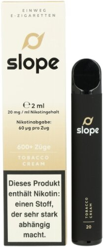 SLOPE Einweg E-Zigarette Tobacco Cream ca. 600 Züge 20mg