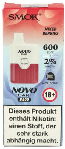 Smok Novo Bar B600 Mixed Berries Einweg E-Zigarette 20mg