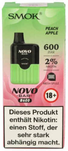 Smok Novo Bar B600 Peach Apple Einweg E-Zigarette 20mg