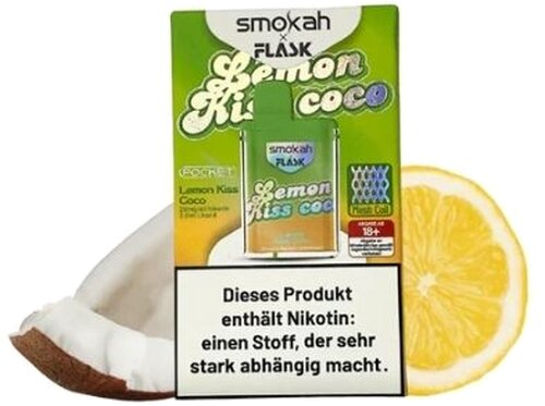 Smokah x Flask Pocket Einweg E-Zigarette Lemon Kiss Coco 20mg