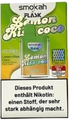 Smokah x Flask Pocket Einweg E-Zigarette Lemon Kiss Coco 20mg