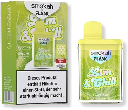 Smokah x Flask Pocket Einweg E-Zigarette Lim & Chill 20mg Smokah x Flask Pocket Einweg E-Zigarette Lim & Chill 20mg