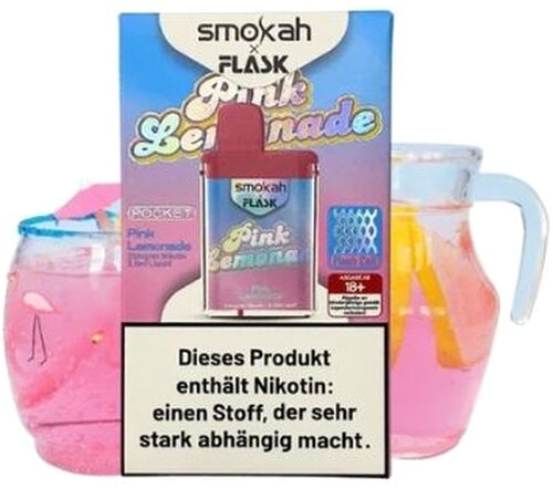Smokah x Flask Pocket Einweg E-Zigarette Pink Lemonade 20mg