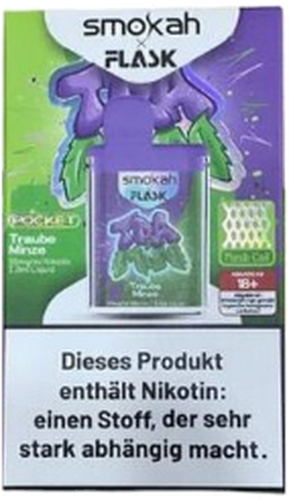 Smokah x Flask Pocket Einweg E-Zigarette Tra Min (Traube Minze) 20mg
