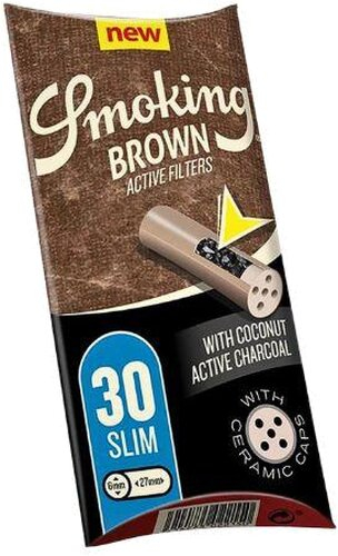 Smoking Brown  Slim Aktivkohle Filter 6mm 30 Stk.