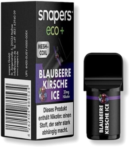 snapers eco+ Blaubeere Kirsche Ice Prefilled Pod 1x2ml 20mg snapers eco+ Blaubeere Kirsche Ice Prefilled Pod 1x2ml 20mg